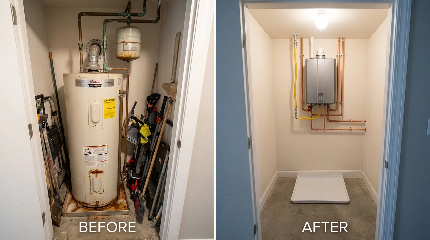 Tank water heater versus wall-mounted tankless unit comparison for Batesville, AR homeowners